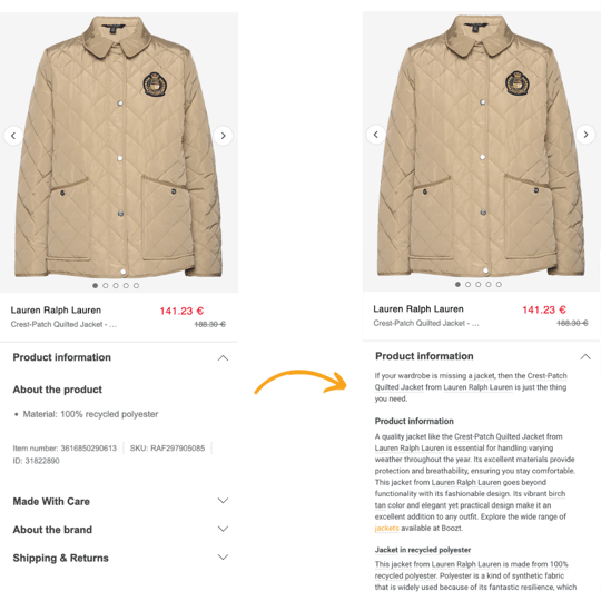 Product description transformation